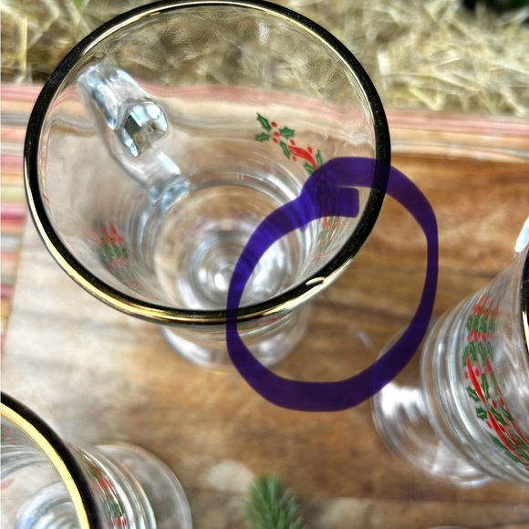 Vintage Libbey Irish Coffee Footed Christmas Mugs w Handles Set of 4 - Picture 5 of 12